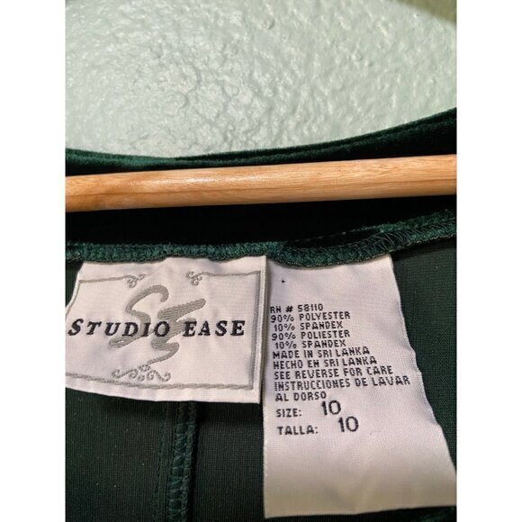 Vintage Studio Edge Women's Dark Green Emerald Velvet Dress with Pockets Size 10 - Picture 5 of 7